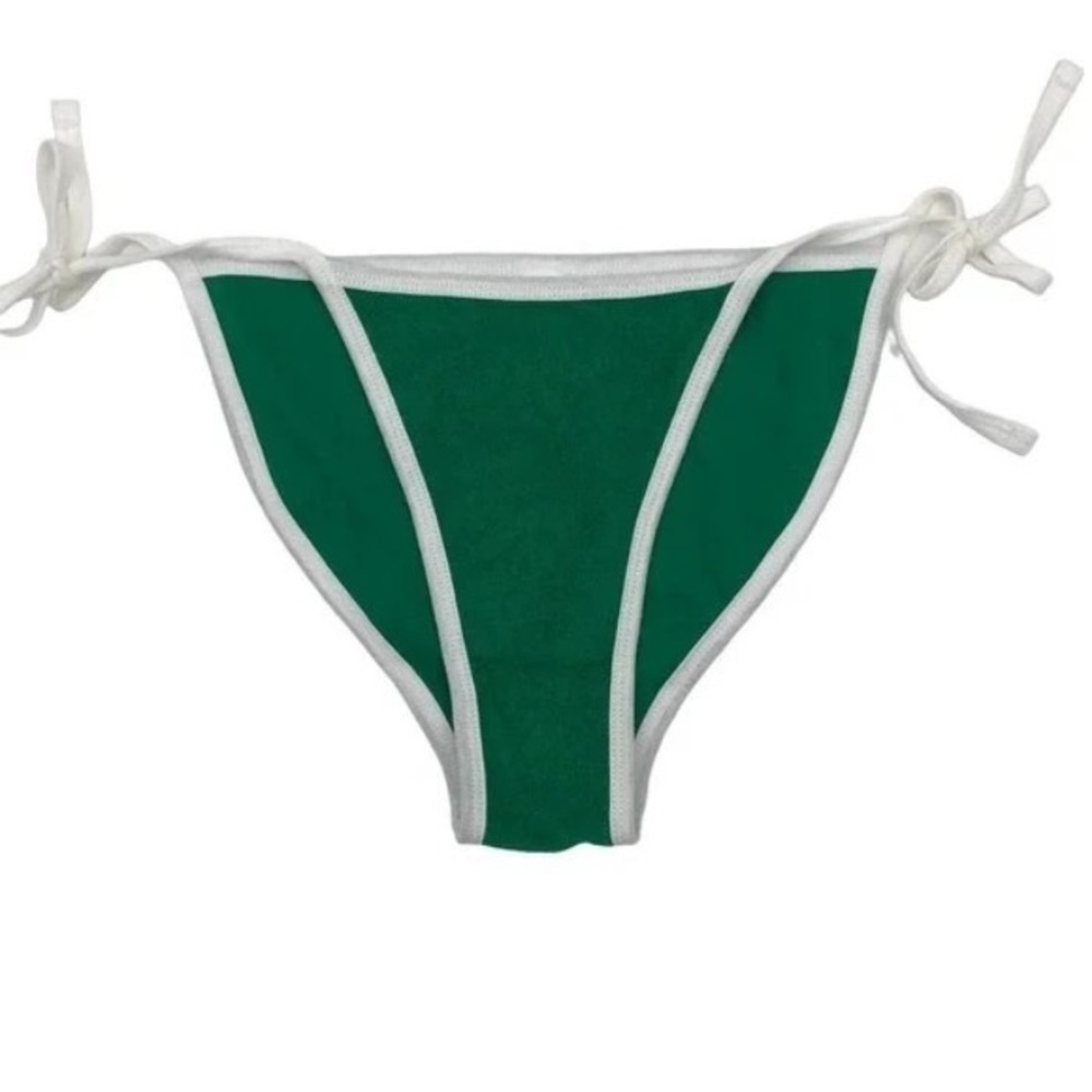 NEW American Apparel L Green White French Terry Cloth String Bikini Bottom 99397
